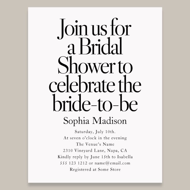 Postal De Invitación Ducha de Novia Retro Editorial Bold (Subido por el creador)