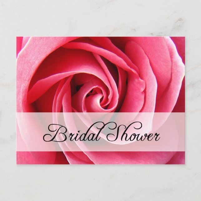 Postal De Invitación ducha de novia : Rosa rosa : (Anverso)