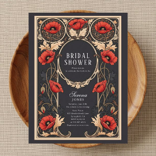 Postal De Invitación Ducha de novias de estilo Art Nouveau de la adormi