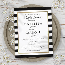 Postal De Invitación Ducha de oro de banda negra moderna