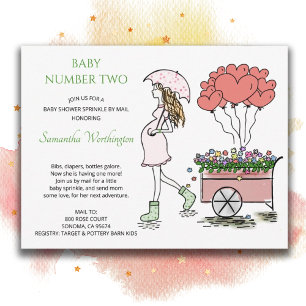 Postal De Invitación Ducha de regalos para la 2da llegada de la futura