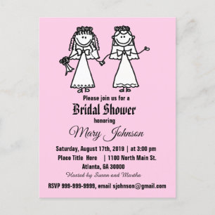 Postal De Invitación Ducha gay divertida de la boda de la novia