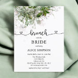 Postal De Invitación Ducha nupcial de Brunch verde<br><div class="desc">La ducha de novia Boho brunch bridal tiene vegetación y caligrafía adorable con corazones.</div>