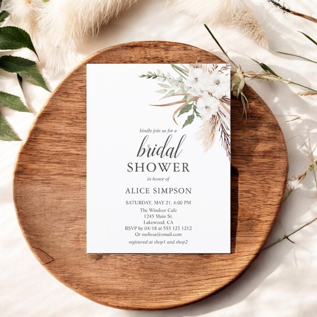 Postal De Invitación Ducha nupcial de hierba verde de Boho Pampa (Subido por el creador)