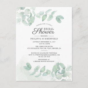 Postal De Invitación Ducha nupcial Eucalyptus Greenery Suculento Floral