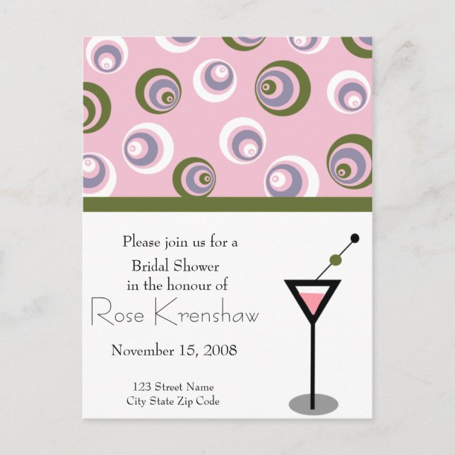 Postal De Invitación Ducha nupcial - Martini (Anverso)