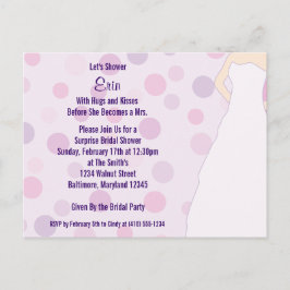 Postal De Invitación Ducha nupcial puntos de polka morado invitan a pos