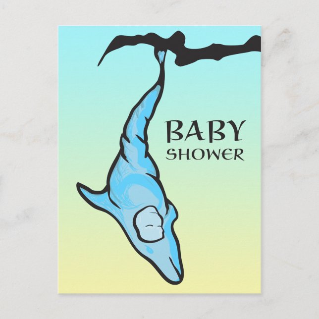 Postal De Invitación ducha para bebés (delfín coco) (Anverso)