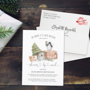 Postal De Invitación Ducha por correo   Ducha de bebé de Navidad de inv