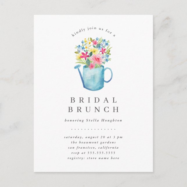 Postal De Invitación Dulce acuarela Floral Bridal Ducha Brunch (Anverso)