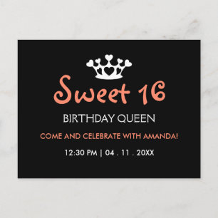 Postal De Invitación Dulce Dieciséis Aniversario de la Reina - Invitaci