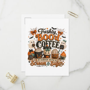 Postal De Invitación Dulce Fantasma Espeluznante Amante Del Café Hallow