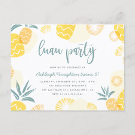Postal De Invitación Dulce fiesta de cumpleaños de Luau Pineapple amari