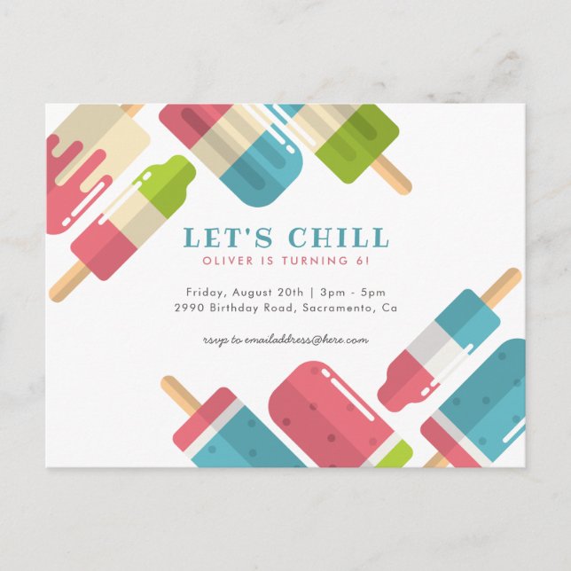 Postal De Invitación Dulce fiesta de cumpleaños de niños de verano con  (Anverso)