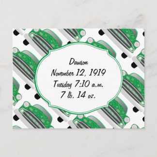 Postal De Invitación Dulce Green Retro Car Baby Shower Regalos