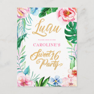 Postal De Invitación Dulce hawaiano tropical tropical de Luau de presup