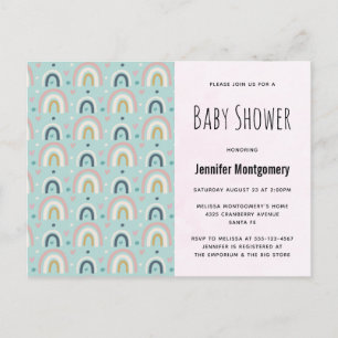 Postal De Invitación Dulce patrón de arcoíris caprichoso para baby show