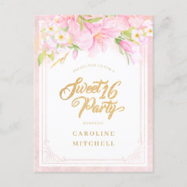 Postal De Invitación Dulce Presupuestario Dieciséis Elegantes Acuarelas