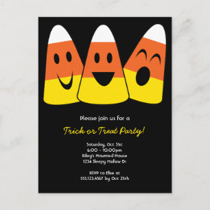 Postal De Invitación Dulce truco de maíz dulce o fiesta de Halloween