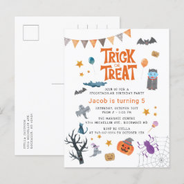 Postal De Invitación Dulce truco o trato de Halloween 5º cumpleaños