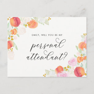 Postal De Invitación Duraznos Acuarela Floral Sé Mi Asistente Personal