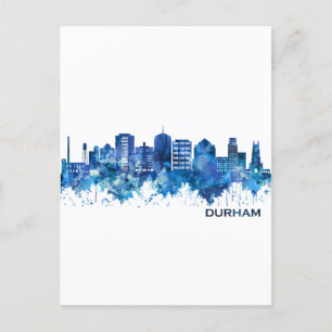Postal De Invitación Durham North Carolina Skyline Blue