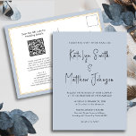 Postal De Invitación Duste Azul Azul Moderno Script Todo En Un Boda Sim<br><div class="desc">Dusty Blue Modern Script Todo En Una Simple Tarjeta De Invitación A La Boda Minimalista. Celebra tu día especial con esta elegante y hermosa tarjeta de invitación a la boda para embellecer tu ocasión especial. Todos los textos están preorganizados para que puedas personalizarlos fácil y rápidamente con tus propios detalles....</div>