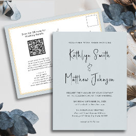 Postal De Invitación Duste Azul Azul Moderno Script Todo En Un Boda Sim