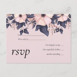 Postal De Invitación Duste Boda floral azul rosa