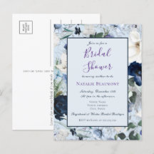 Duste presupuesto Blue Elegent Floral Bridal Showe