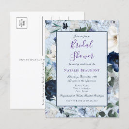 Postal De Invitación Duste presupuesto Blue Elegent Floral Bridal Showe