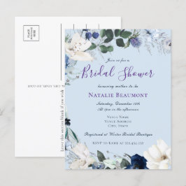 Postal De Invitación Duste presupuesto Blue Elegent Floral Bridal Showe