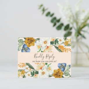 Postal De Invitación Dusty Blue Flores Silvestres Jardín de Primavera T