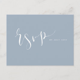 Postal De Invitación Dusty Blue Modern Simple Script Wedding RSVP