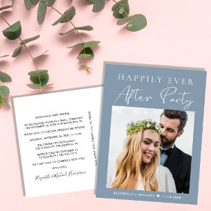 Postal De Invitación Dusty Blue Photo Wedding
