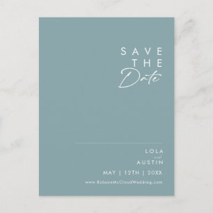 Postal De Invitación Dusty Boho   Azul y Verde Ahorra la Fecha