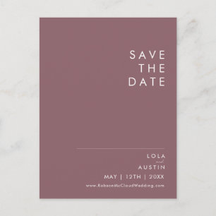 Postal De Invitación Dusty Boho Purple Save The Date Postcard