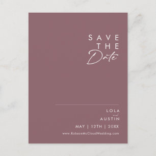 Postal De Invitación Dusty Boho Purple Save The Date Postcard