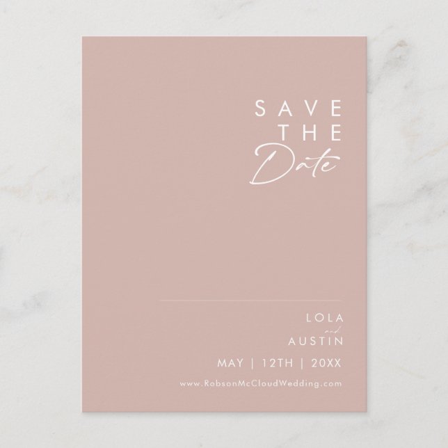 Postal De Invitación Dusty Boho | Rosa y Morado Save The Date (Anverso)