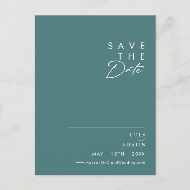 Postal De Invitación Dusty Boho | Verde Avisa la Fecha (Anverso)