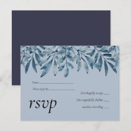 Postal De Invitación DUSTY presupuesto Foliage AZUL Boda RSVP