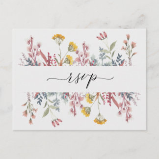 Postal De Invitación Dusty Wildflower Watercolor Comida Elección RSVP I
