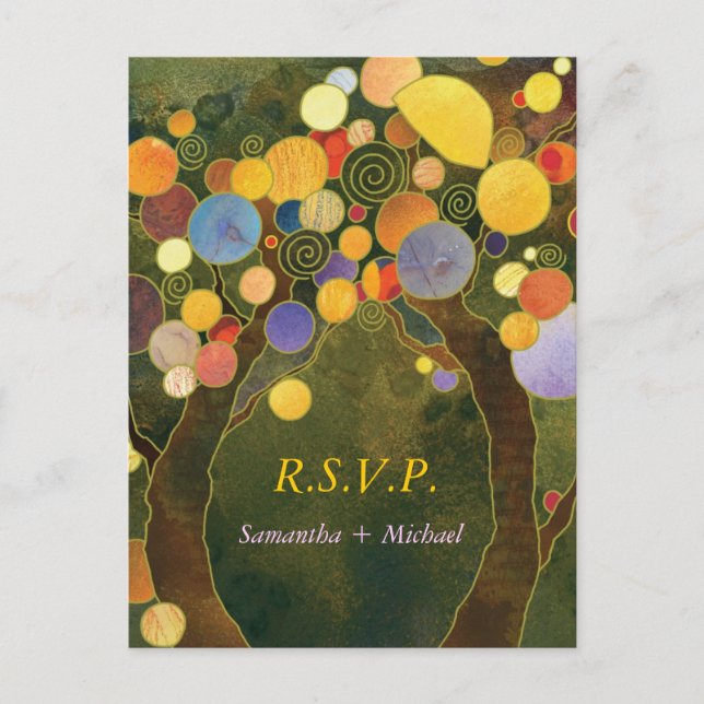 Postal De Invitación Earthy Olive Green Tree Wedding RSVP (Anverso)
