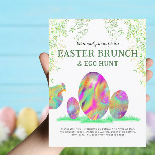 Postal De Invitación Easter Egt Hunt Brunch Watercolor Cuesta presupues