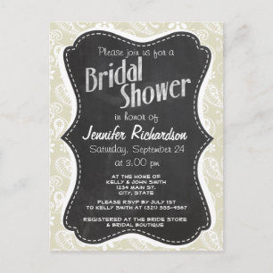 Postal De Invitación Ecru Paisley; Floral; Vintage Chalkboard