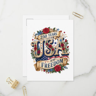 Postal De Invitación EE. UU. 250 años de libertad floral americana