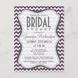 Postal De Invitación Eggplant Purple Chevron; zig zag