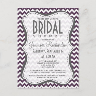 Postal De Invitación Eggplant Purple Chevron; zig zag