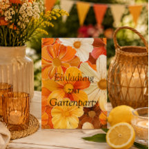 Einladung zur Gartenparty Retro 1970er Stil