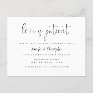 Postal De Invitación El amor es paciente guion en blanco y negro Poster